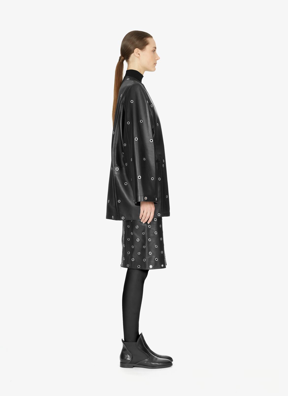 SHORT COAT AGNEAU LUX BLACK ALAÏA BLACK SHORT COAT AGNEAU LUX BLACK